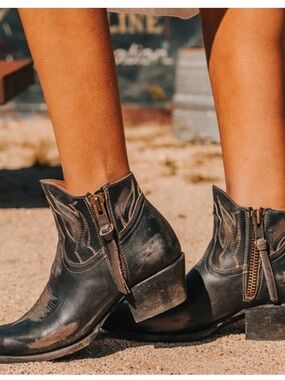 Freebird by Steven Black
Leather Western Ankle Boots  Zip Ankle Booties